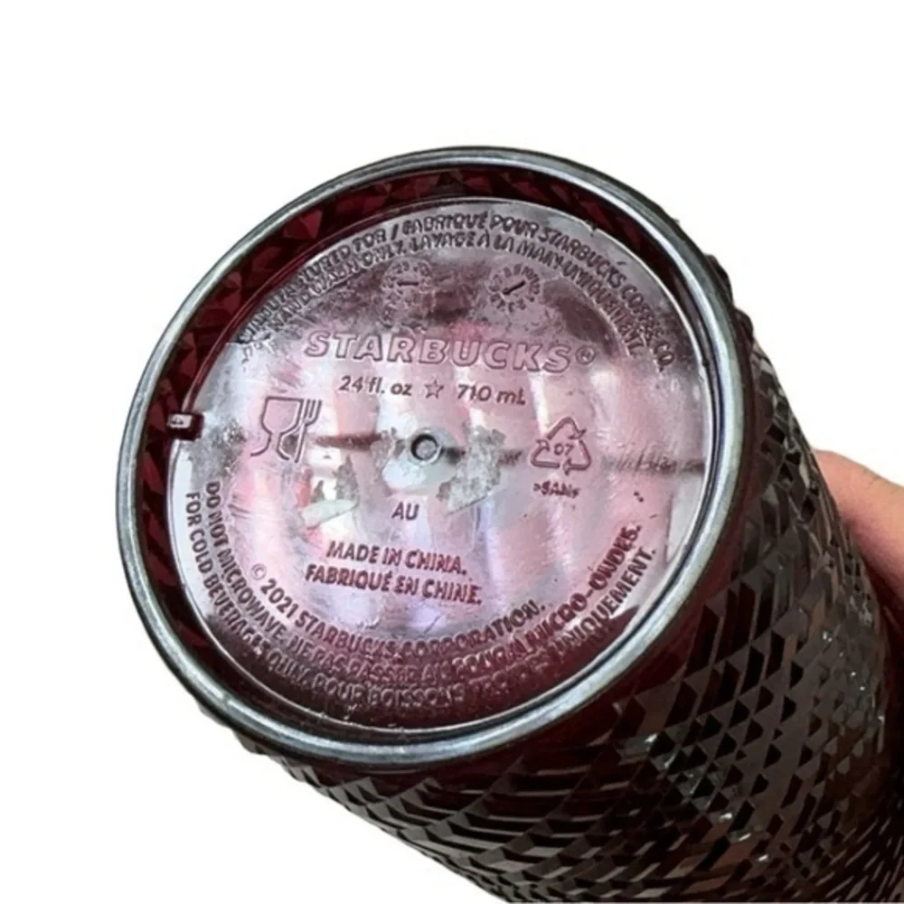 Starbucks Crystal Jeweled Merlot‎ Red Iridescent Studded Cup Tumbler 24oz